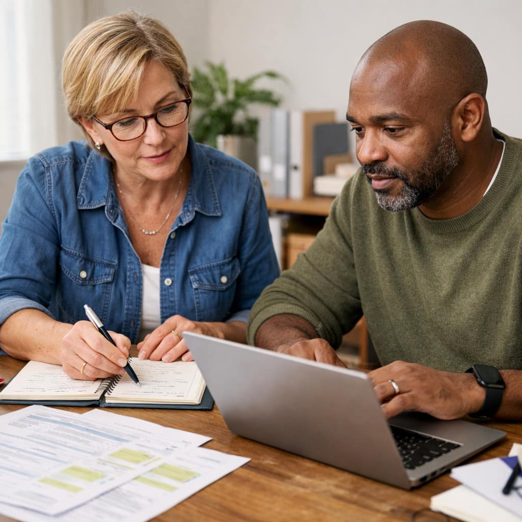 Two staff members reviewing possible duplicate donor records