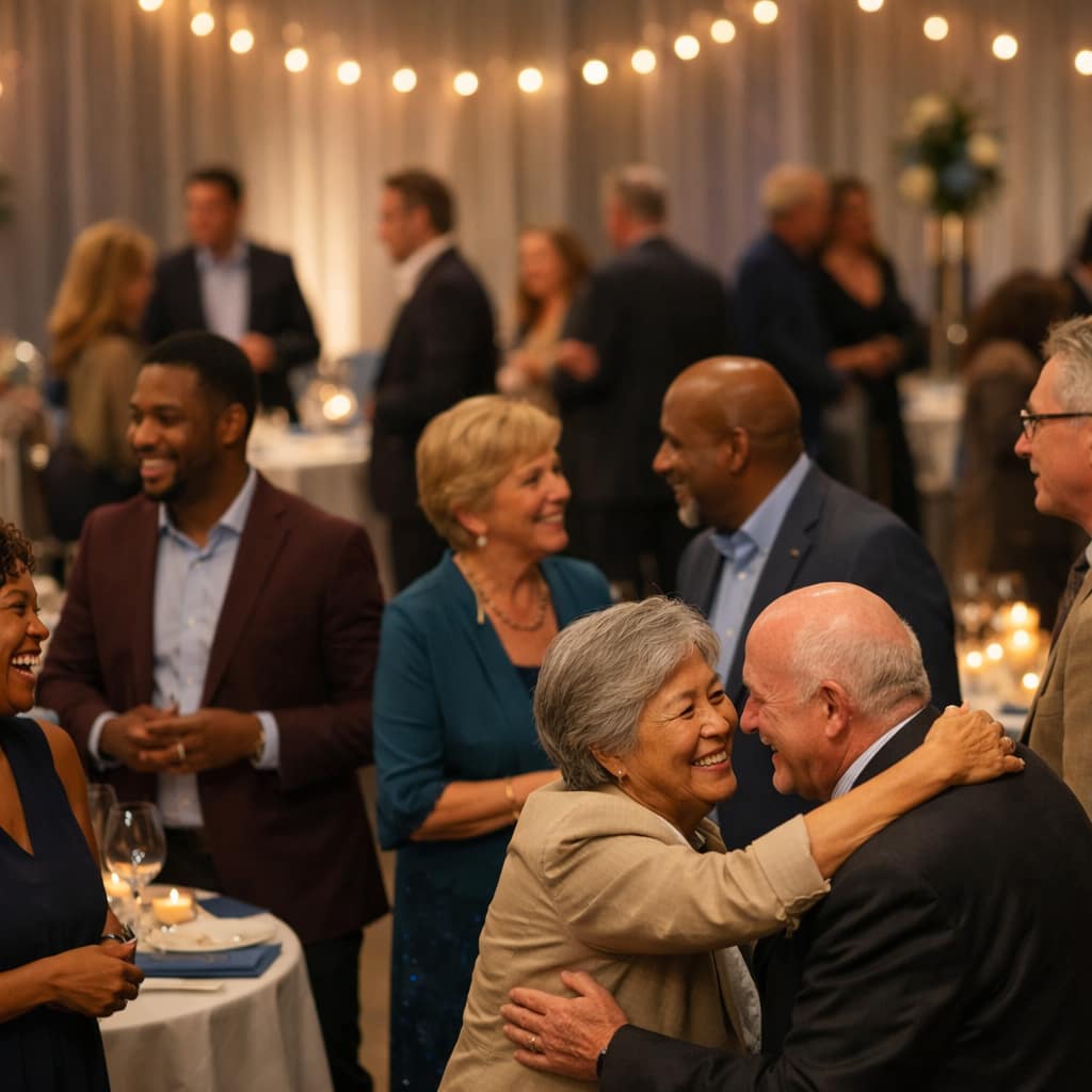 Happy nonprofit supporters at a community fundraising event