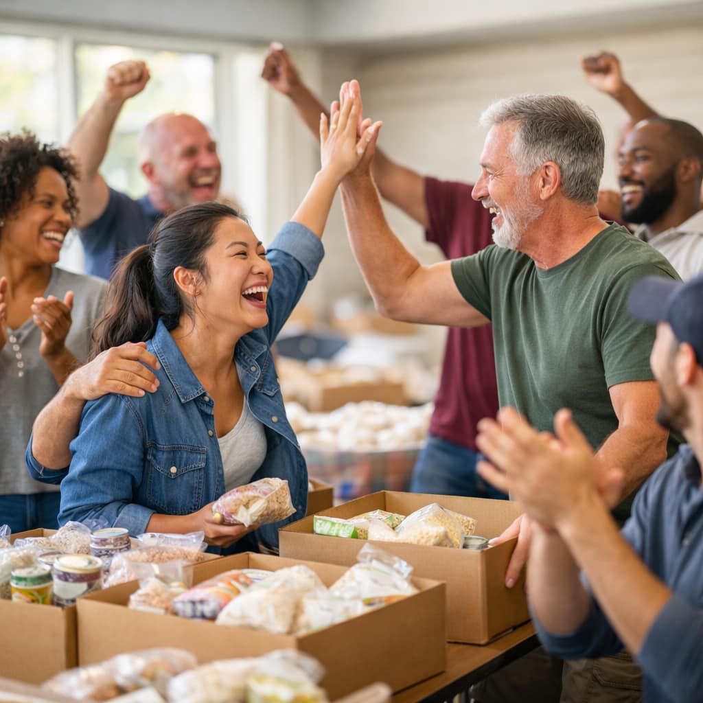 Volunteers checking in event guests using phones