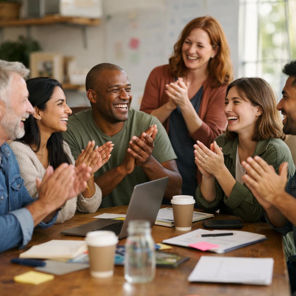 Fundraiser and supporter having a warm conversation