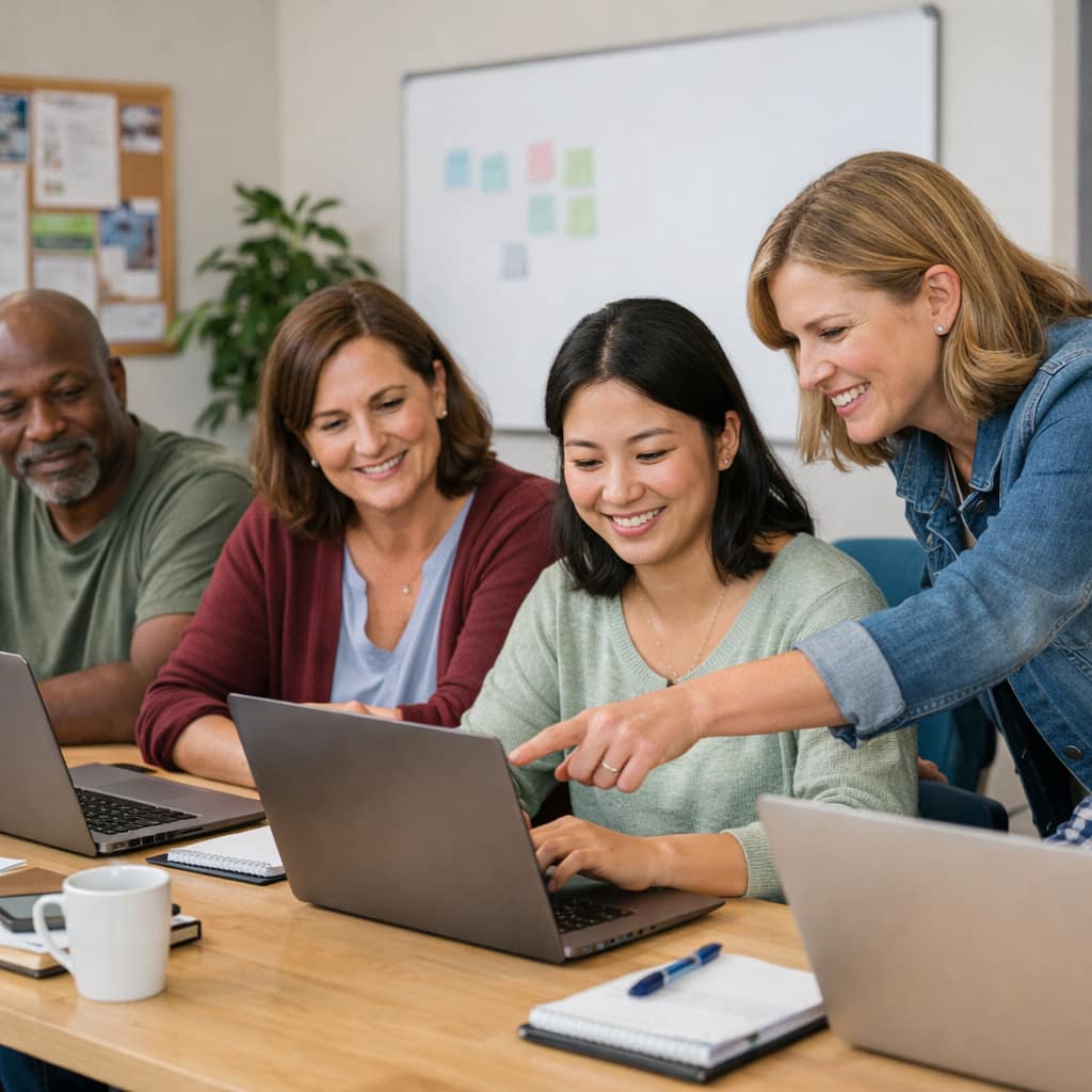Small nonprofit team in a software onboarding training session