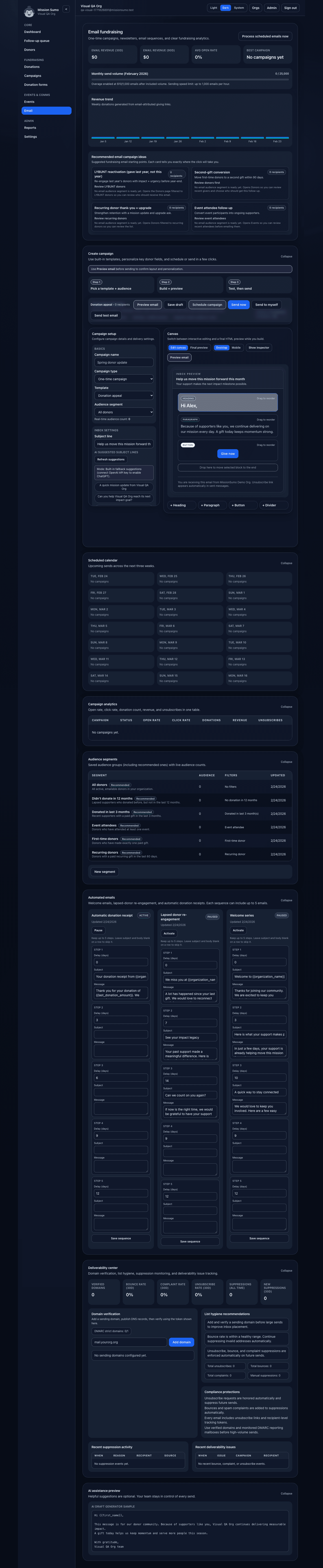 Mission Sumo email fundraising screenshot